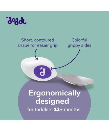 Doddl Toddler Cutlery Set - Self Feeding Spoon and Fork (Magenta) | 12months - Buy Online on SooperMarket.com