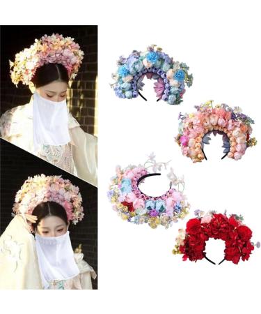 JSGHGDF Bridal Garlands Florals Crown Wedding Flower Headband Beach Wreath Hairband Girls Hair Accessory Women Head Hoop Props Blue - Buy Online on SooperMarket.com