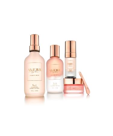 Averr Aglow Luminous Clear Skin Kit Hydration Face Cleanser Reduce Breakouts & Black Spot Acne Skin Care Set 5PC