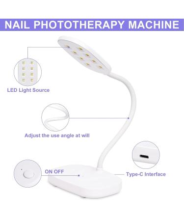 AORAEM 12W LED Nail Lamp Portable Gel Light Dryer | Professional Gooseneck Nail Polish Light for Gel Nails (BB-White) - Buy Online on SooperMarket.com