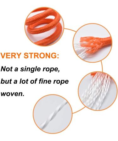 Magnet Fishing Rope with Hooks | Orange Nylon High Strength Cord | 65 Ft, 6mm Diameter - Buy Online on SooperMarket.com