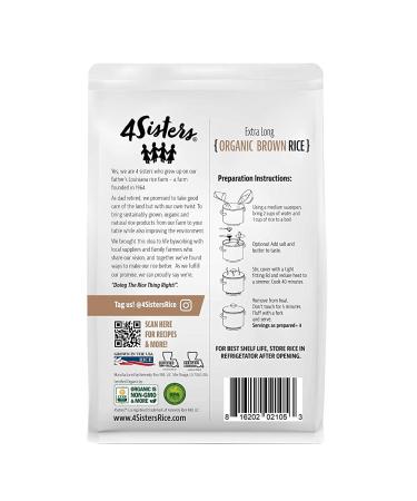 Organic Long Grain Brown Rice - 4 Sisters - Sustainably Farmed, USA Grown, 2lb - Buy Online on SooperMarket.com