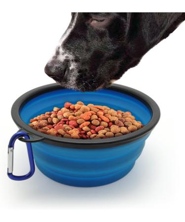 iGadgitz Home Large Foldable Travel Silicone Dog Bowl Food Water Feeding Portable Dish for Pet (Blue) - Buy Online on SooperMarket.com