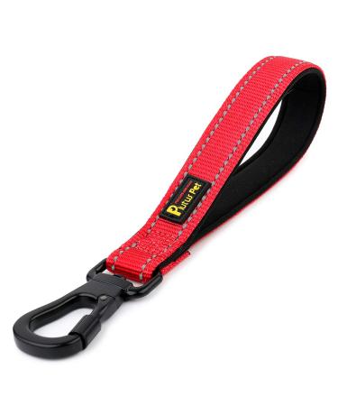 PLUTUS PET Strong Training Dog Lead with Rock Climing Carabiner Clip Relective Nylon Dog leash Padded Handle Training Lead for Large and Medium Dogs(25cm Red) 25 cm (Pack of 1) Red