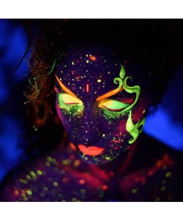 GLAHORSE UV Glow Blacklight Eyeliner - 12 Bright Colors, Water Activated, Body/Face Makeup for Halloween & Club Art with 3 Free Sticks - Buy Online on SooperMarket.com