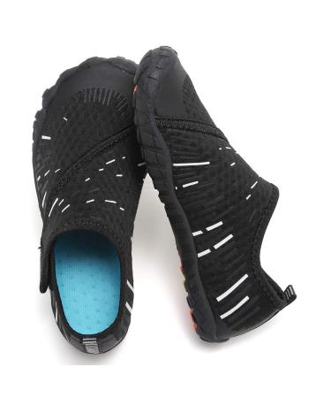 CIOR Kids Boys & Girls Water Shoes Sports Aqua Athletic Sneakers Lightweight Sport Fast Dry Shoes(Toddler/Little Kid/Big Kid) 4 Big Kid 11.blk.white
