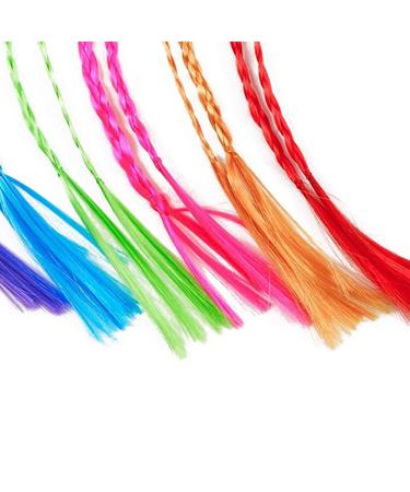 Buy 12 Colorful Hair Strands for Kids | Multi-colored Nylon Braided Extensions with Clips | Perfect for Parties & Decorations - Buy Online on SooperMarket.com
