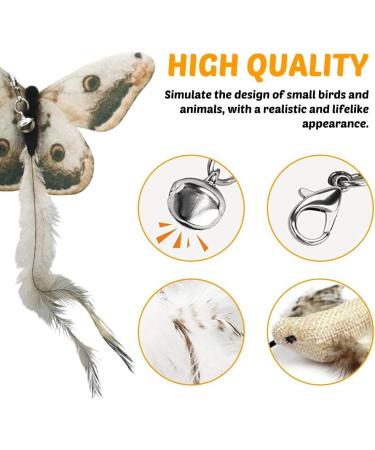 DONGKER 8pcs Cat Rod Replacement Feathers Interactive Cat Replacement Feathers With Bell for Cat Wand Toys Chasing Toys - Buy Online on SooperMarket.com