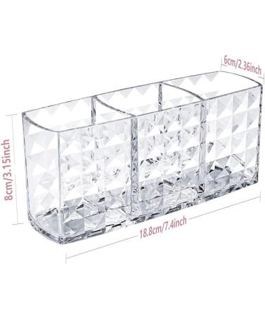 Ubetree Acrylic Makeup Organizer - 3 Compartment Cosmetic Storage for Eyeliners Lipsticks & Brushes - Transparent Vanity Holder for Bathroom & Office - Buy Online on SooperMarket.com