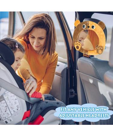 AIPINQI Baby Car Mirror | Rear and Forward Facing Easy View Cartoon Mirror for Infant and Newborn | 100% Shatterproof Safety | Bear Design - Buy Online on SooperMarket.com
