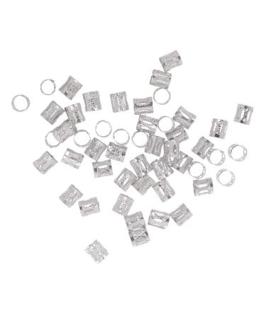 Amoyer Metal Braid Pearl Hair Clips 50pcs Colorful Braid Cuff Hair Decoration Chic Bead Silver Hair