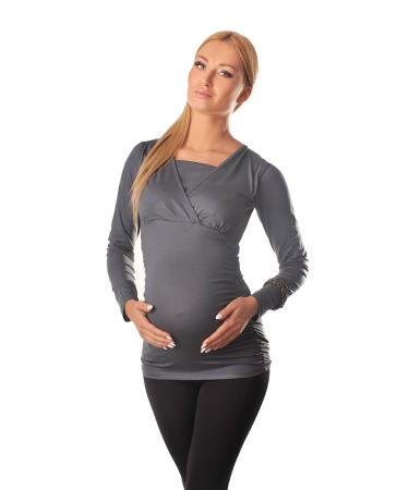 Purpless Maternity 2in1 Pregnancy Nursing Long Sleeves Top Blouse Shirt for Pregnant Women 7007