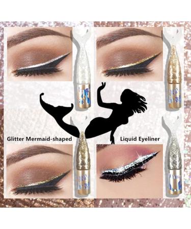 Go Ho Liquid Glitter Eyeliner Set - Metallic Shimmer Sliver Eyeshadow Liner - High Pigment Colored Eyeliner - Long Lasting Sparkling Makeup (Style A) - Buy Online on SooperMarket.com