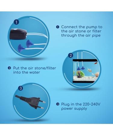 Nobleza Quiet 8W Aquarium with Double Valve & Adjustable Air Pump Efficient 2*3.5L/MIN Oxygen Supply - Buy Online on SooperMarket.com