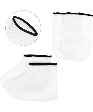 2 Pairs Leather Horn Boots Cloth Gloves Booties Beauty Foot Care Socks soap Paraffin Bath Mitts and Booties Men Home face Polyester Lining White Man Socks - Buy Online on SooperMarket.com