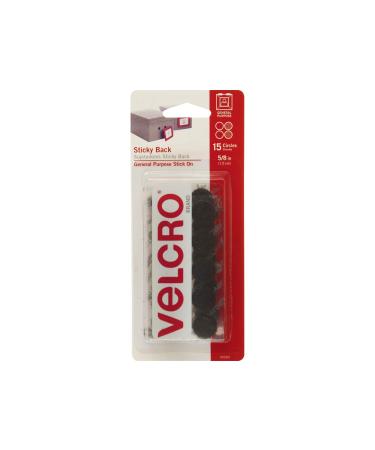 VELCRO Brand Sticky-Back Fasteners Removable Adhesive 0.63 Dia Black 15/pack
