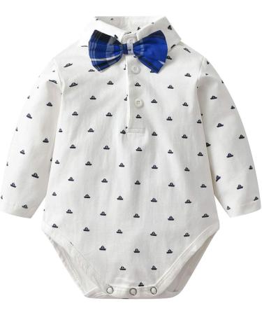 Famuka Baby Boy 3 Piece Formal Outfit Suit | Bows Waistcoat Gentleman Tuxedo Navy | 2-9 Months - Buy Online on SooperMarket.com