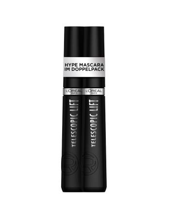 L'Or al Paris Mascara in a double pack long -lasting lifting up to 36 hours visible more eyelash length telescopic lift black 2 hours 9.9 ml (2 pack)