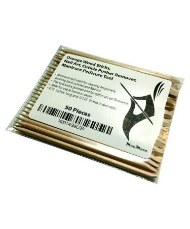 Orange Wood Sticks Nail Art Cuticle Pusher Remover Manicure Pedicure Tool - 50 Pieces - Buy Online on SooperMarket.com