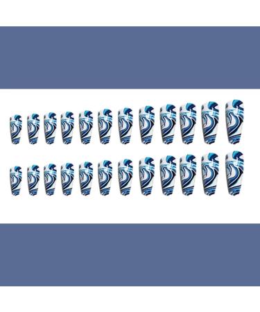 Runrayay Blue Press-On Nails - 24 Full Cover Acrylic Nail Set for Beginners | International Shipping - Buy Online on SooperMarket.com