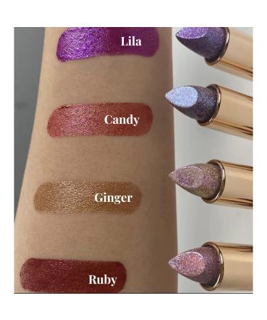 Mynena Nude Shimmer Lipstick with Silver Gold Glitter - Hydrating Formula, Vibrant Color | Talc-Free, Paraben-Free, Gluten-Free, Cruelty-Free, Sulfate-Free - Ginger - Buy Online on SooperMarket.com