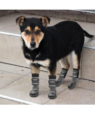 BINGPET Dog Socks - Outdoor Anti Slip Paw Protector for Hardwood Floors, Waterproof with Reflective Straps, Traction Control - Grey, Large - Buy Online on SooperMarket.com