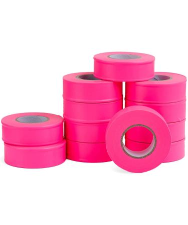 AdirPro 12 Pack Fluorescent Flagging Tape - Multipurpose Neon Marking Tape - Great Visual Labeling & Tagging for Home & Workplace Use (Fluorescent Pink 150 feet) Fluorescent Pink 150 feet