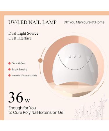 Phoenixy Poly Nail Gel Kit | 6 Colors Extension Gel with 36W UV/LED Lamp | Manicure Beginner Gift Set - Buy Online on SooperMarket.com