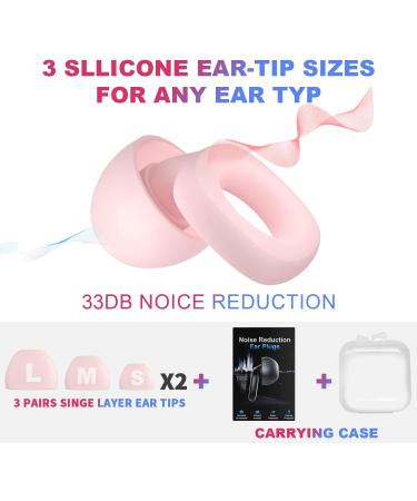 Fita + Silicone Ear Plugs for Noise Reduction - Reusable & Comfortable - NRR 33 dB - 3 Pairs in S/M/L - Pink - Buy Online on SooperMarket.com