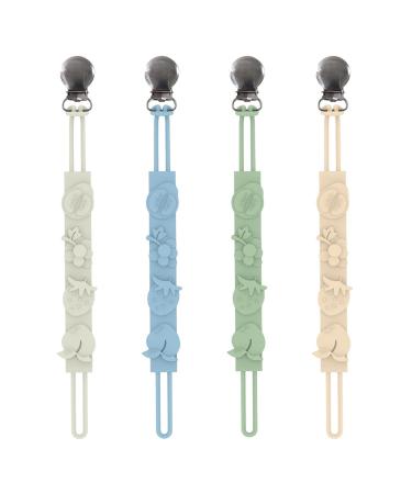 BAOK Baby Pacifier Holder - 4 PCS Stainless Steel Anti Drop Pacifier Chains Children's Accessories Silicone Pacifier Holder for Hospitals