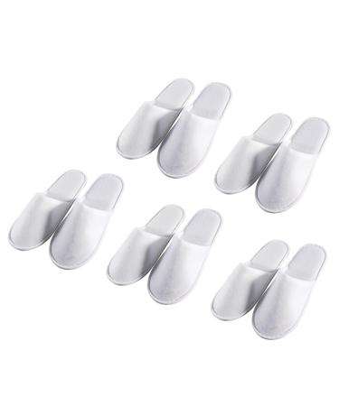 5 Pairs Disposable Slippers White Non-Slip Closed Toe Slippers Shoes Comfortable Waffle Adult Slippers for Spa Guest Travel Hotel Nail Salon One Size C