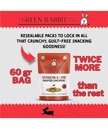 Green Rabbit Gluten Free Roasted Chickpeas Sriracha & Lime 6x 60g - High Protein & Fiber, Low Fat, Sugar, Calories - Vegetarian & Vegan Friendly - Buy Online on SooperMarket.com
