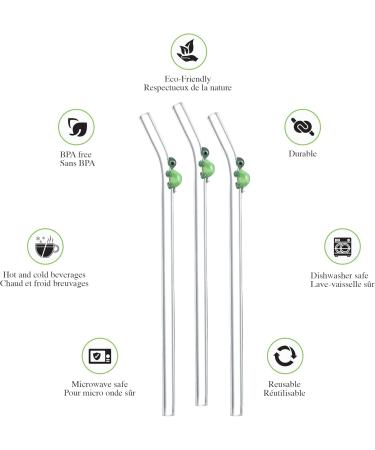 MALX 5-Pack 8.5" x 0.3" Turtle Glass Straws Set of 4 Handmade Transparent Long Straws and 1 Cleaning Brush. Suitable for Cold and hot Drinks Aesthetic Cute Straws with Charm Coquette Straws - Buy Online on SooperMarket.com