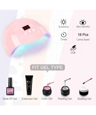 COSCELIA UV LED Nail Lamp 36W | Portable Gel Nail Dryer with Timer | Professional Nail Hardening Lamp (Pink) - Buy Online on SooperMarket.com