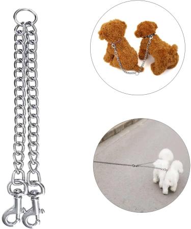 LERTREEUK Double Dog Leash | Stainless Steel 2-Way Chain Coupler for 2 Dogs (50cm) | Durable & Tangle-Free Double Leash for Easy Walks - Buy Online on SooperMarket.com