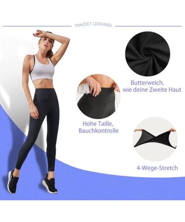 TNNZEET High Waist Leggings for Women - Soft Elastic Sports Pants for Gym & Fitness - Black SM B - Buy Online on SooperMarket.com