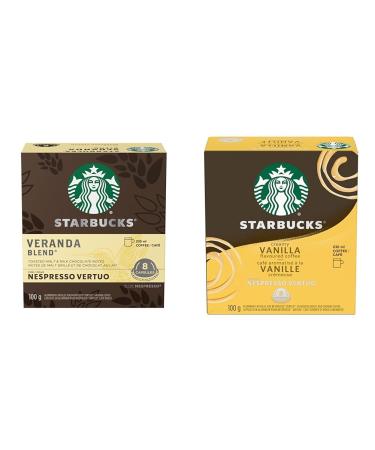 Starbucks by Nespresso Veranda Blend Blonde Roast Coffee Pods Nespresso Vertuo Line & Creamy Vanilla for NESPRESSO VERTUO Flavoured Blonde Roast Coffee Sweet Vanilla And Biscuit Notes Coffee+Creamy Vanilla Veranda 8 count (Pack of 1)