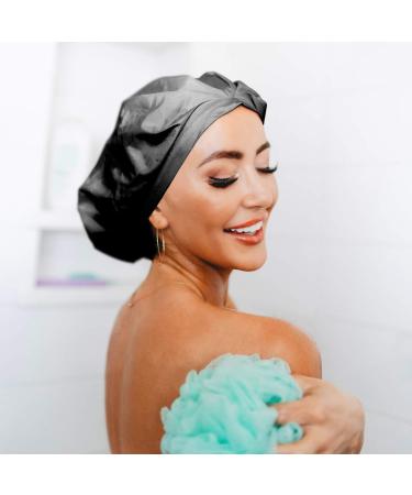 Gimme Beauty Premium Water Repellent Hair Cap for Women - Fast Drying Shower Cap in Black - Silicone Leak Proof Lining - Sleek Minimalist Design - Buy Online on SooperMarket.com