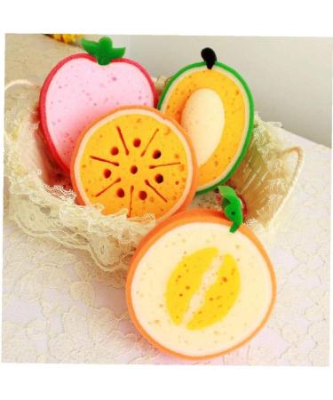 AMOYER 3 Pcs Cartoon Bath Sponge Set | Fruit Shape Cleaning Sponges for Kids & Adults | Fun Bathroom Accessories - Buy Online on SooperMarket.com