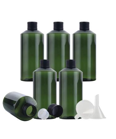 Tianzd 6 pieces empty 200ml green plastic bottles with black aluminum screw cap with orifice reducer essential oil bottles make -up remote cosmetics container with funnel