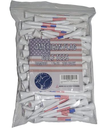American Flag Wood Golf Tees - 2 3/4 inch - 100 Pack - USA Golf Tees - Red White and Blue - Custom Design - Buy Online on SooperMarket.com
