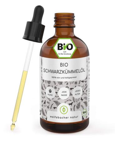 Organic black cumin oil for dogs 50ml - cold pressed 100% biological cultivation in glass bottle with glass pipette - pure Egyptian black cumin oil (Nigell sativa) de - ko -060