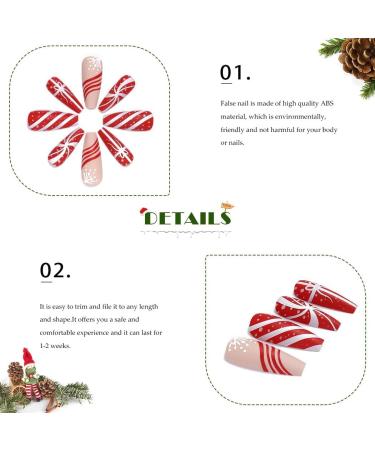 Vatocu Christmas Snowflake Glitter Press on Nails - 24pcs Long Ballerina Fake Nails for Women and Girls - Buy Online on SooperMarket.com