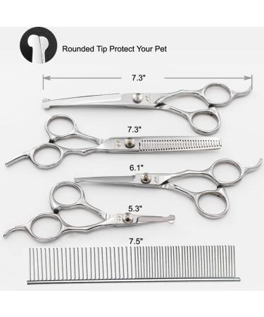 iSeaFly Dog Grooming Kit - 5 in 1 Heavy Duty Stainless Steel Scissors Set with Safety Round Tip - Best Pet Grooming Shears for Full Body Grooming - Buy Online on SooperMarket.com
