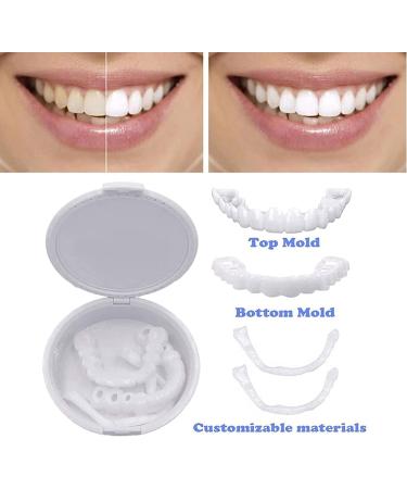 icehao Upper & Lower Teeth Veneers - Simulation Braces Snap On Smile Tooth Cover for Perfect Whitening - One Size Fits Most Comfortable Denture - 2pcs Set - Buy Online on SooperMarket.com