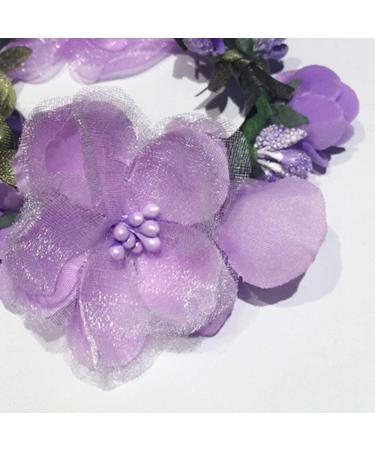 Flower Crown Headband Wreath Garland Hair Bands 2 Pack - Purple Tone | Wedding Bridal Hair Hoop Women Leaf Ribbon Party Decoration Christmas Handmade Headpiece Hair Accessories - Buy Online on SooperMarket.com
