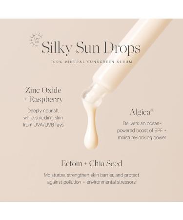 KORA Organics Silky Sun Drops SPF 30 - Mineral Sunscreen Serum for Skin Barrier Repair Certified Organic & Cruelty-Free - 1.01 oz - Buy Online on SooperMarket.com
