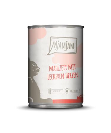 Mjamjam - Premium wet food for cats - meal with delicious heart 6 Pack (6 x 400 g) grain free with extra meat hearts 400 g (6 Pack)