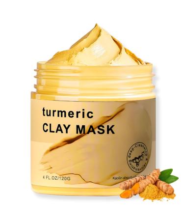 Trendyfave Turmeric Clay Mask - Turmeric Clay Face Mask Controlling Oil Clay Mask For Deep Cleansing Hydrating Face Mask Improve Pore Blemish Acne-Prone & Oily Skin Face Masks skincare 120g