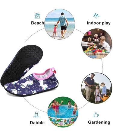 HIITAVE Kids Water Shoes - Non-Slip Aqua Pool Socks for Boys & Girls - Toddler 12-13 Little Kid - Purple/Unicorn - Buy Online on SooperMarket.com